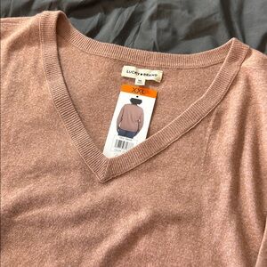 Lucky Brand Cognac V-Neck Super Soft Pullover Sweater XXL